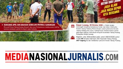 Polsek Talang Padang Polres Empat Lawang Bersama Koramil dan Forkopimcam Gelar Patroli Gabungan Mitigasi Karhutla