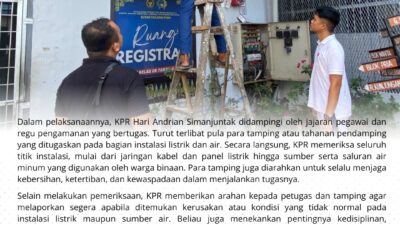 Ka.KPR Rutan Tanjung Pura Laksanakan Pengecekan Berkala Instalasi Listrik dan Sumber Air Minum Demi Mencegah Kerusakan serta Bahaya Lainnya