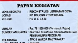 Anggaran Rp761,8 Juta Dialokasikan untuk Rekonstruksi Jembatan Desa Bojong, Kades Ade Nurdiana: Pastikan Berkualitas dan Tahan Lama