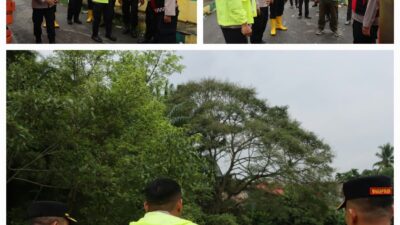Kapolres Binjai Cek Kondisi Banjir di Kelurahan Setia, Debit Air Sungai Mencirim Berangsur Normal