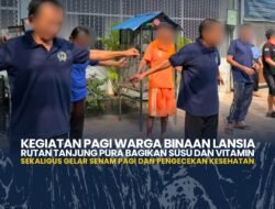 KEGIATAN PAGI WARGA BINAAN LANSIA RUTAN TANJUNG PURA BAGIKAN SUSU DAN VITAMIN SEKALIGUS GELAR SENAM PAGI DAN PENGECEKAN KESEHATAN