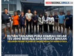 Rutan Tanjung Pura Kembali Gelar Tes Urine Berkala bagi Warga Binaan Seluruh Peserta Dinyatakan Negatif Narkotika
