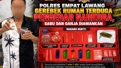 Polres Empat Lawang Gerebek Rumah Terduga Pengedar Narkoba, Sabu dan Ganja Diamankan