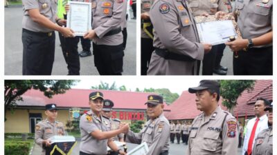 Kapolres Binjai Beri Penghargaan kepada 12 Personel dan Sertifikat Pelatihan kepada 8 Personel