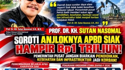 Prof Dr Sutan Nasomal Klaem Pemerintah Pusat Turut Bertanggungjawab Atas Anjloknya APBD Kabupaten Siak