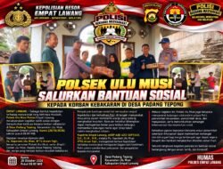 Polsek Ulu Musi Polres Empat Lawang Salurkan Bantuan Sosial kepada Korban Kebakaran di Desa Padang Tepong