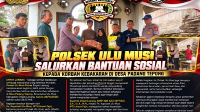 Polsek Ulu Musi Polres Empat Lawang Salurkan Bantuan Sosial kepada Korban Kebakaran di Desa Padang Tepong